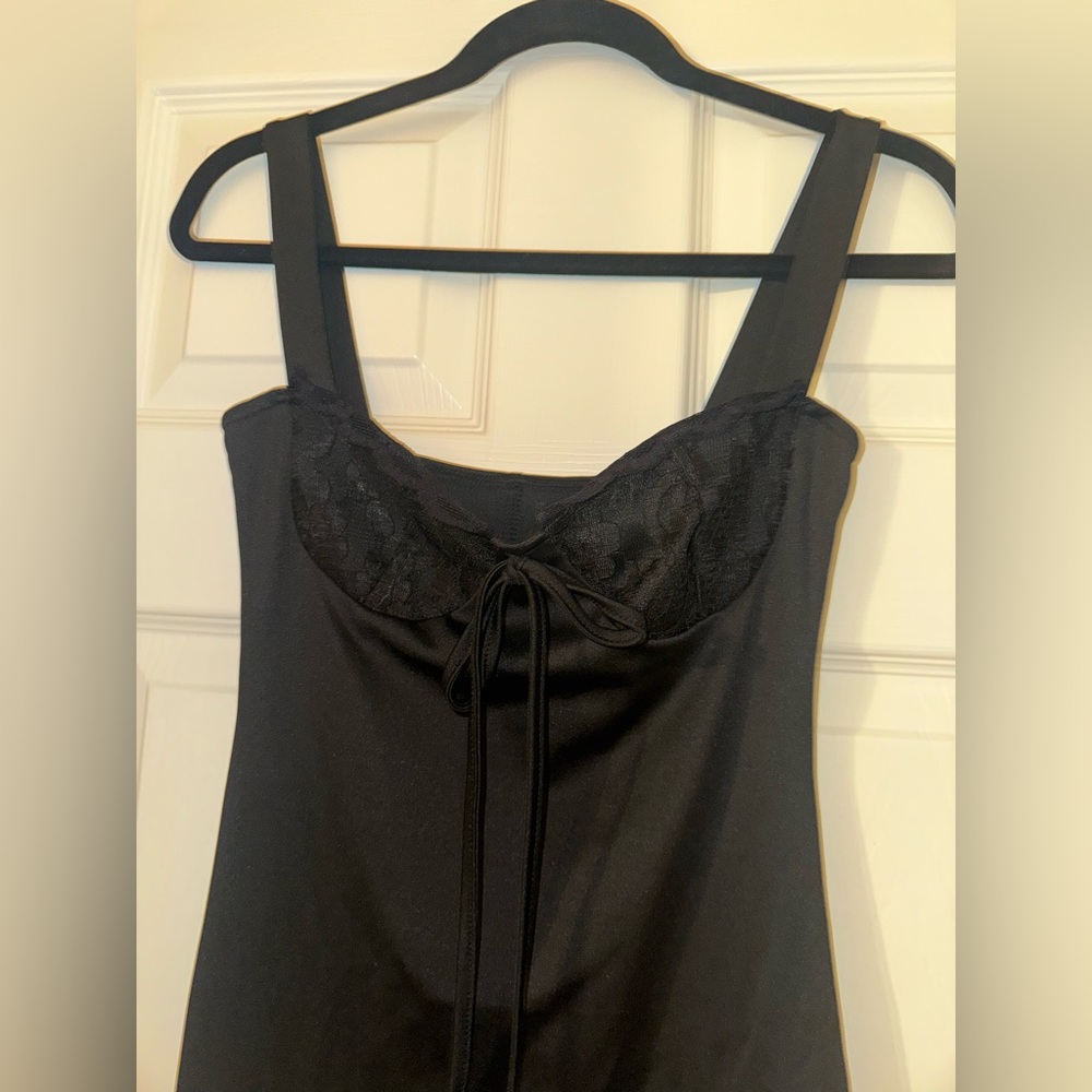 Elegant Black Lace Trim Dress